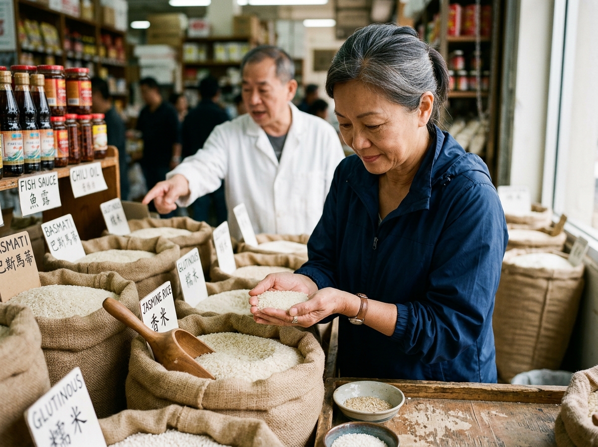 A buyer sorting through specialty produce