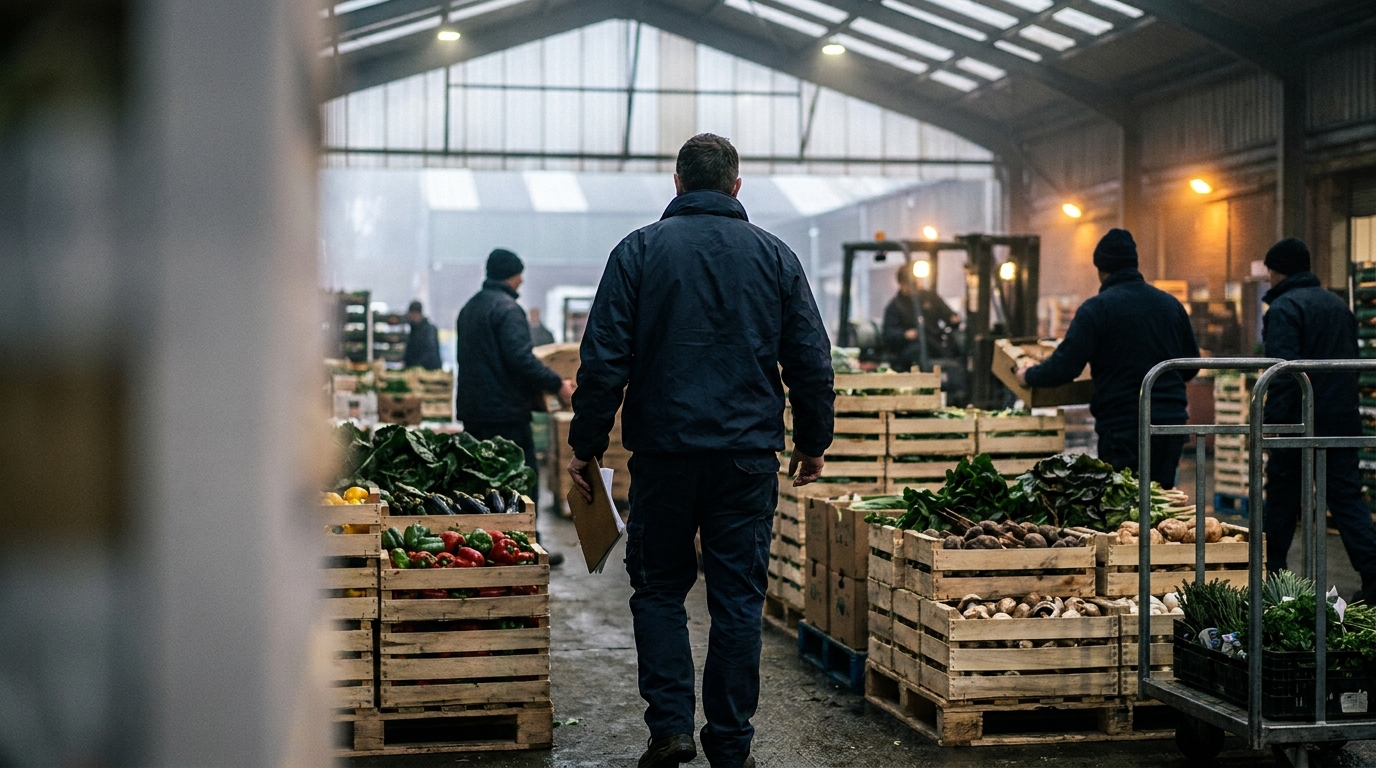A specialty food market with bins of dried product